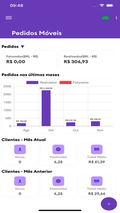 Tangkapan skrin Pedidos Móveis