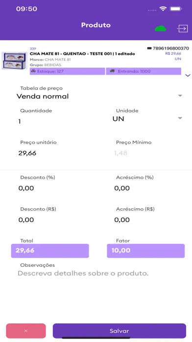 Tangkapan skrin Pedidos Móveis