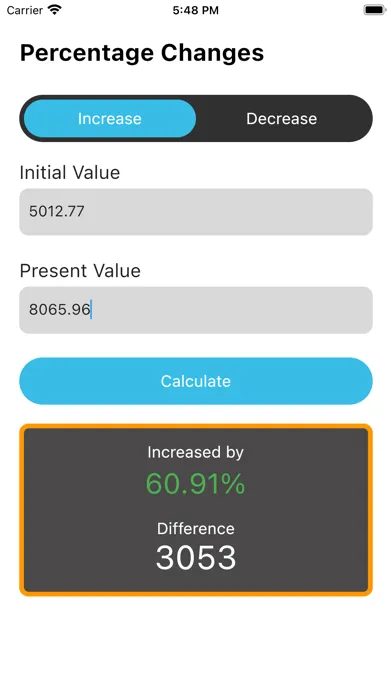 Tangkapan layar Percentage Change Calculator ▼