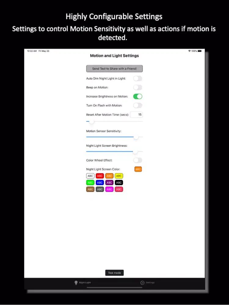 Night Light Motion Sensor iPad  Screenshots