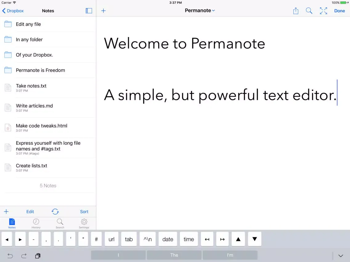 Permanote (was Nebulous Notes) iPad  Screenshots