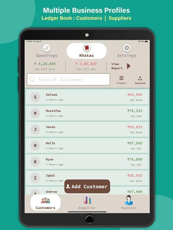 Khata Tracker Business Ledger iPad 应用截图