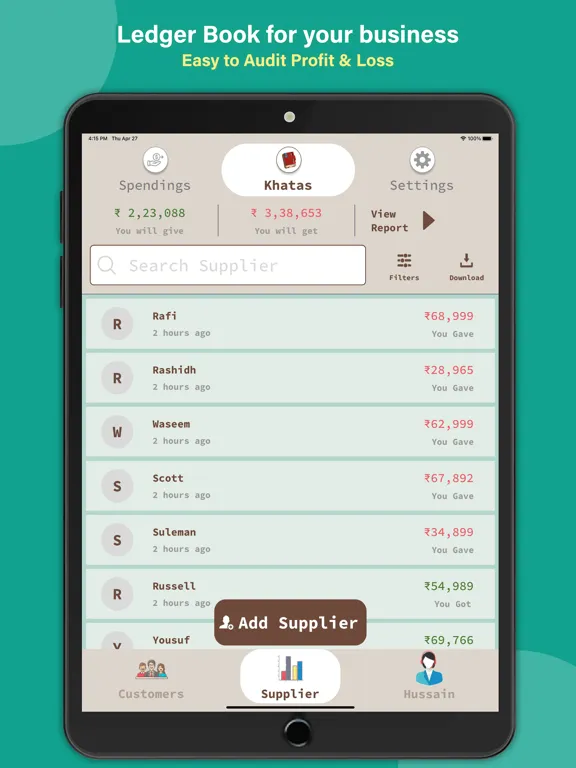 Khata Tracker Business Ledger iPad 应用截图