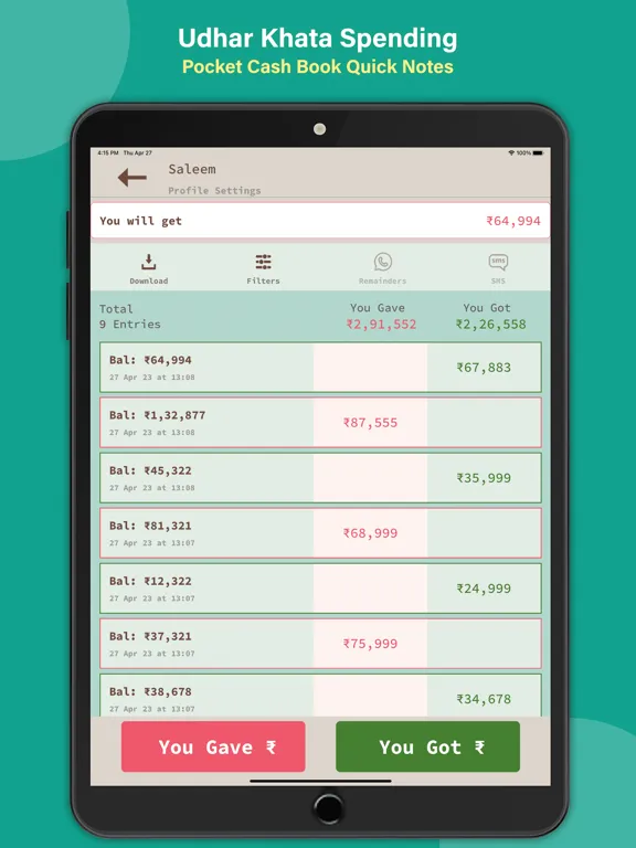 Khata Tracker Business Ledger iPad 应用截图