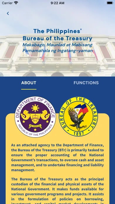 Zrzuty ekranu Bureau of the Treasury BTr PH