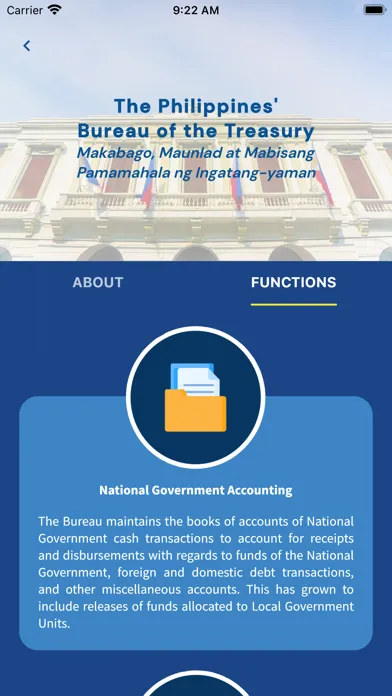Zrzuty ekranu Bureau of the Treasury BTr PH