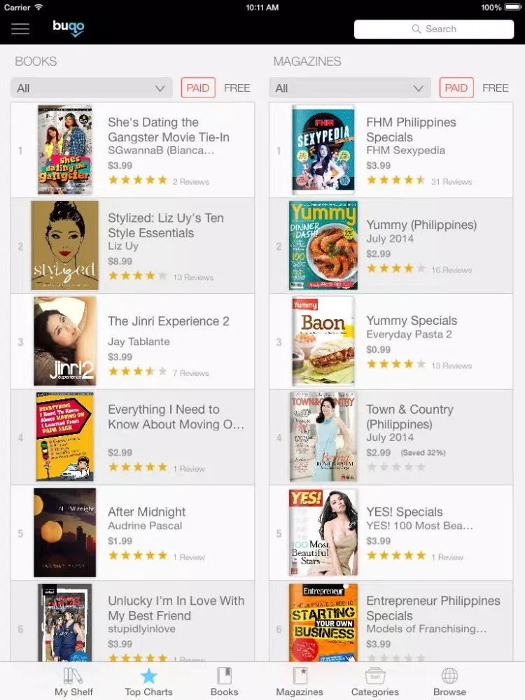 Tangkapan skrin buqo - Pinoy Digital Bookstore iPad 
