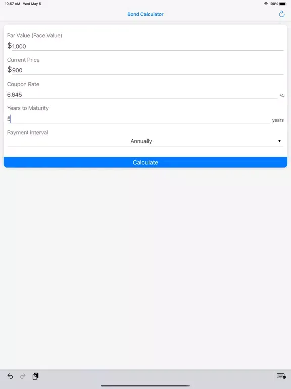 Ảnh chụp màn hình của Bond Calculator - Calc iPad 