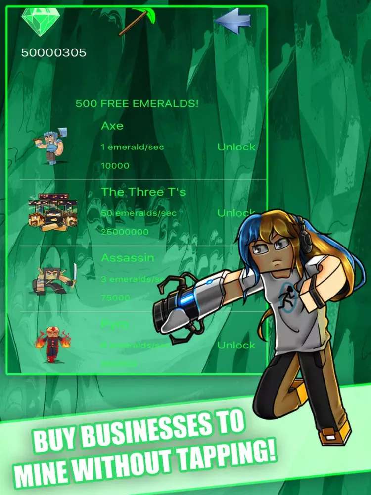 Emerald Billionaire - Craft Pocket Edition Free Mining Tycoon Clicker Game iPad  Screenshots