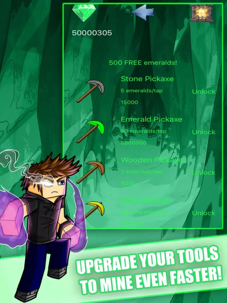 Emerald Billionaire - Craft Pocket Edition Free Mining Tycoon Clicker Game iPad  Screenshots