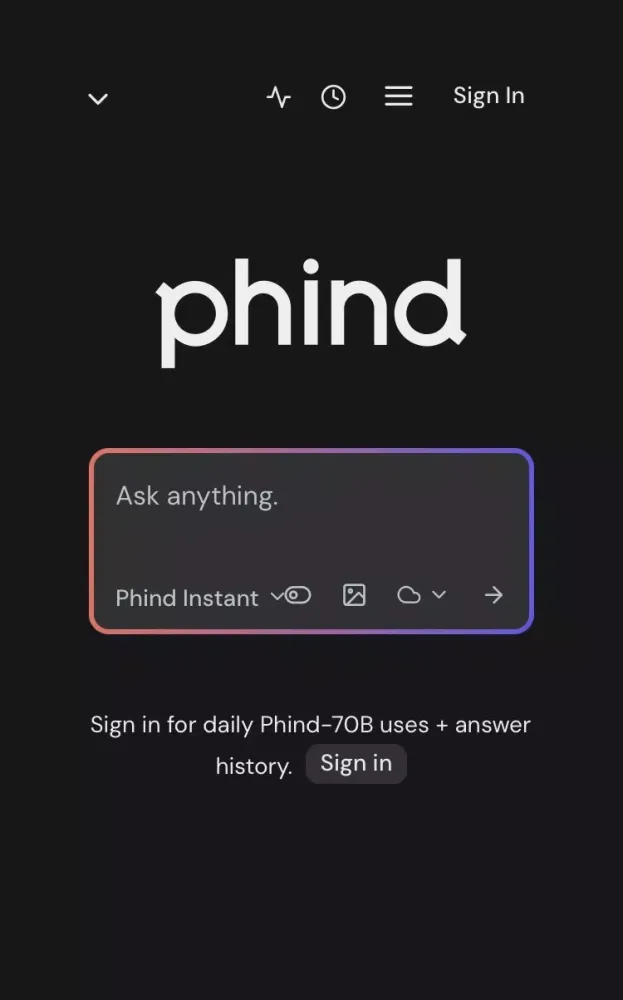 Tangkapan skrin Phind - Ai Search Engine