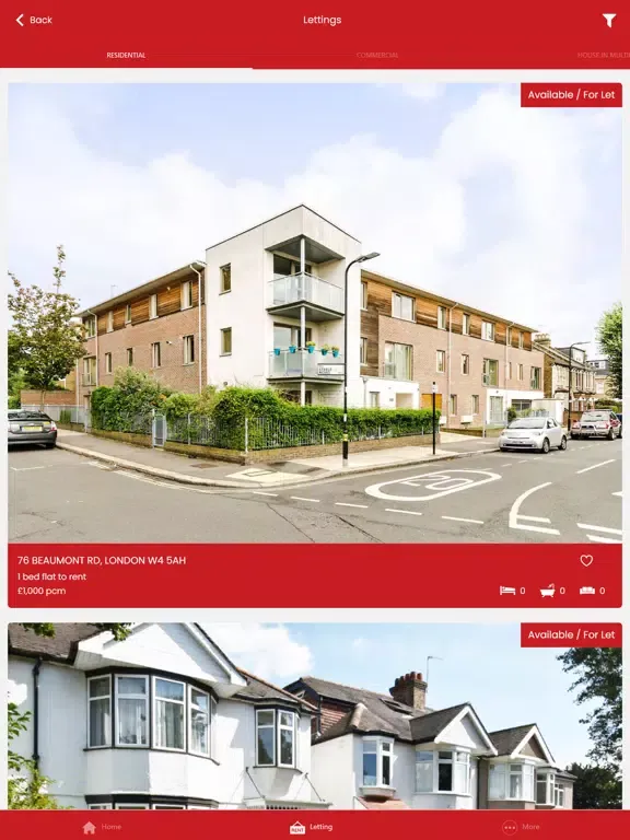 Tangkapan skrin Phoenix Lettings iPad