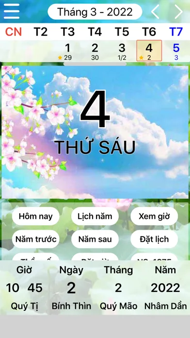 Capturas de tela do Lịch Phong Thuỷ