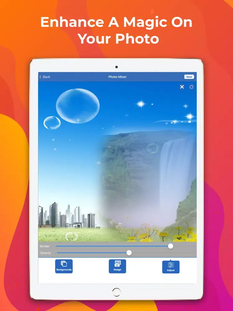 Capturas de tela do Photo Mixer/ Blender iPad 