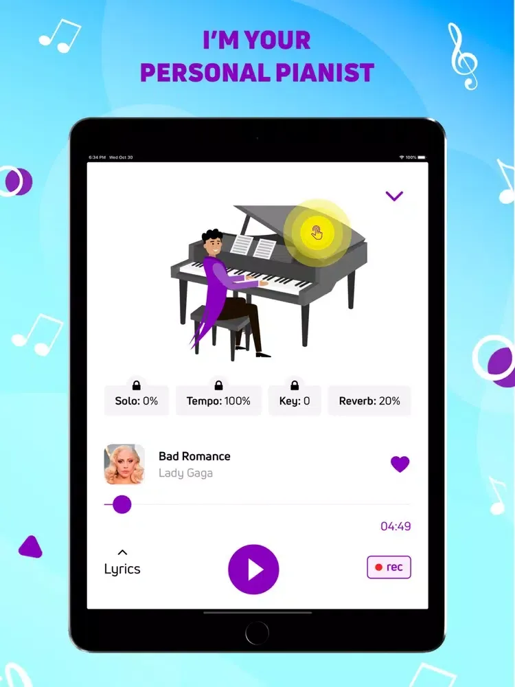 تصاویر Piano Backing Tracks iPad 