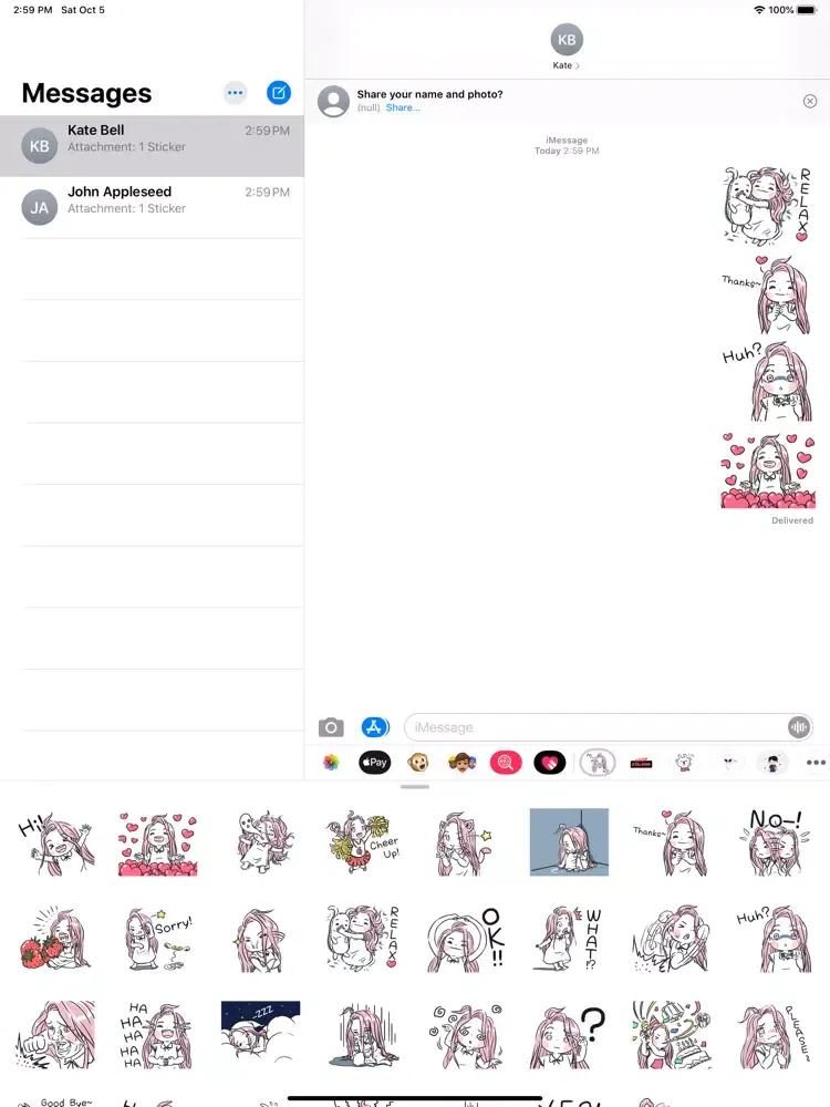 Ảnh chụp màn hình của Pinky Girl Stickers iPad 