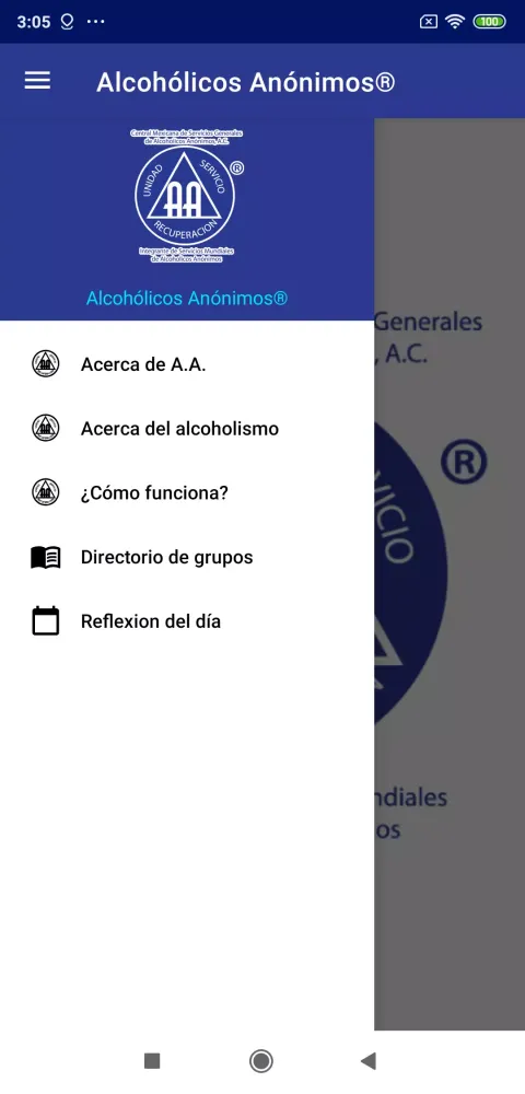 Screenshot di A.A. Reflexiones Diarias