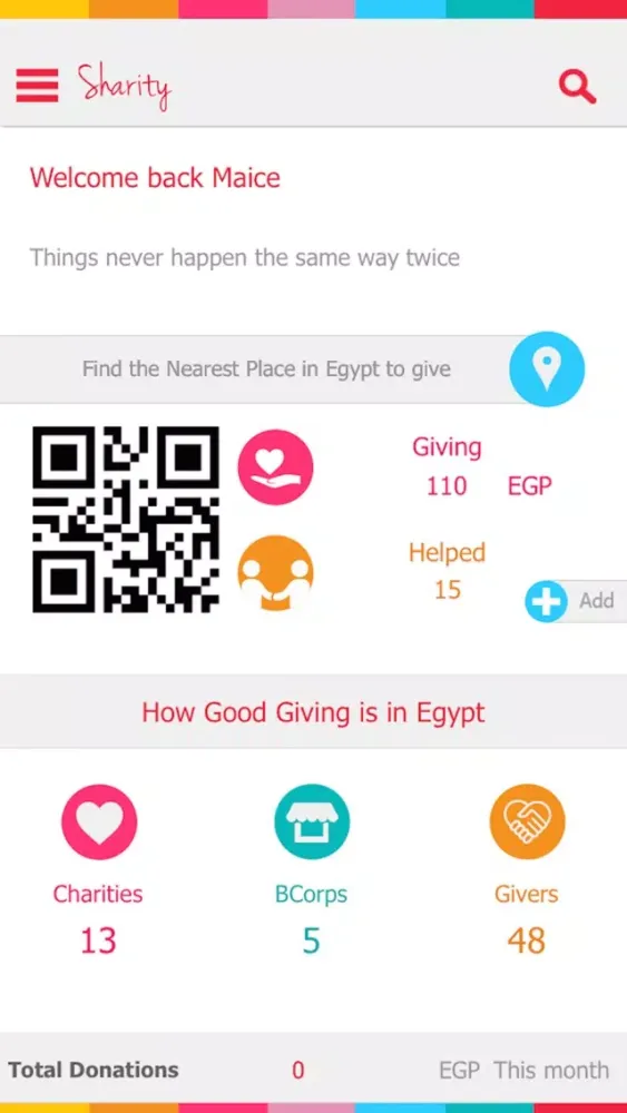 Ảnh chụp màn hình của Sharity App