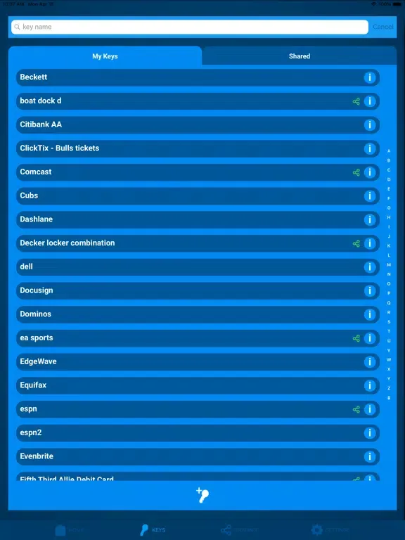 PIV Password iPad  スクリーンショット