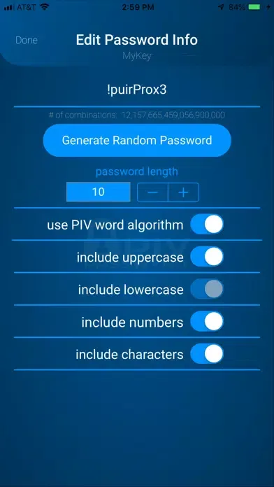 PIV Password スクリーンショット