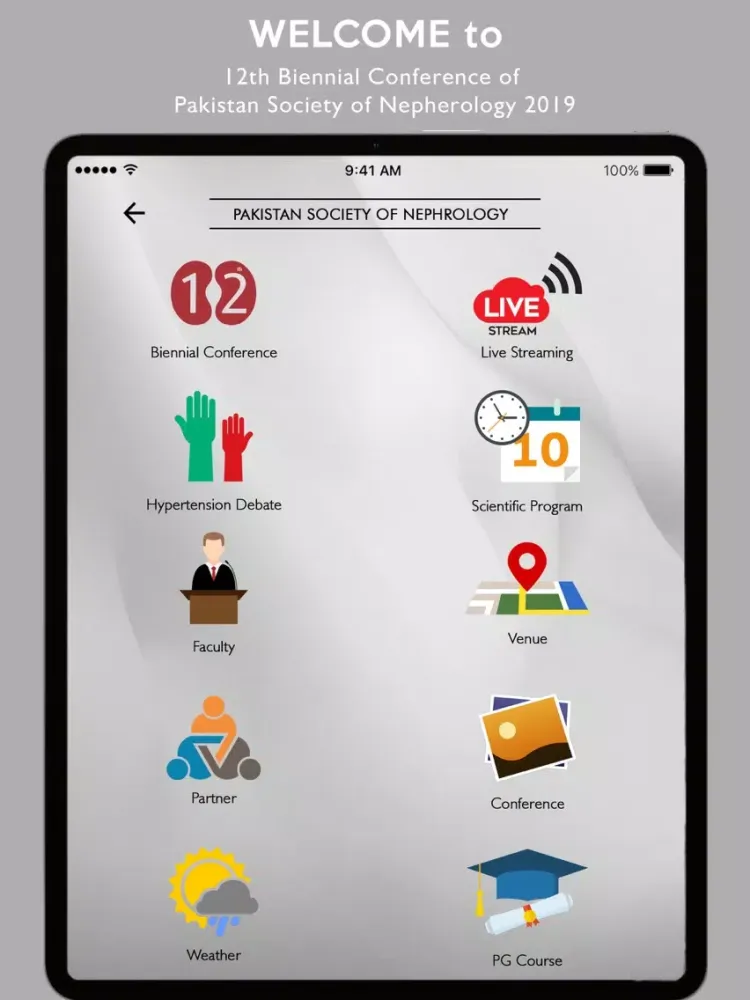 Capturas de tela do Pakistan Society of Nephrology iPad 