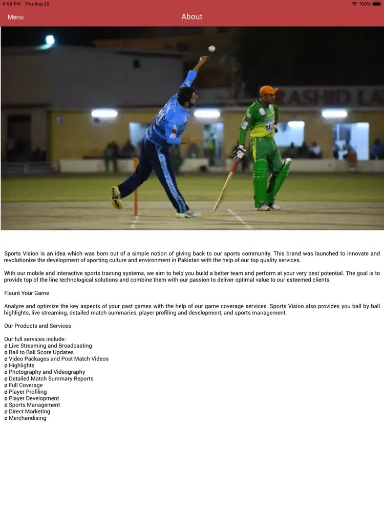 Sports Vision Cricket Score iPad  Screenshots