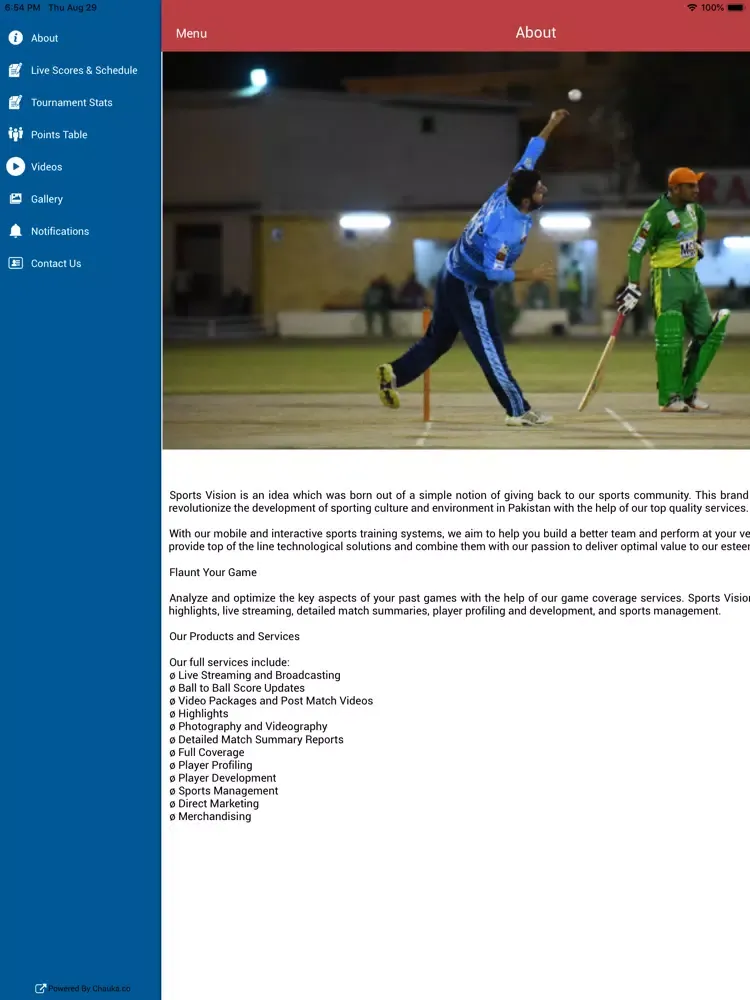 Sports Vision Cricket Score iPad  Screenshots