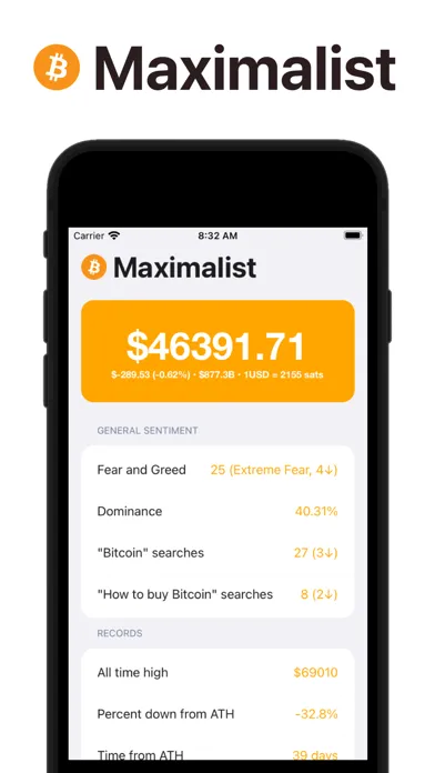 Bitcoin Maximalist App Screenshots