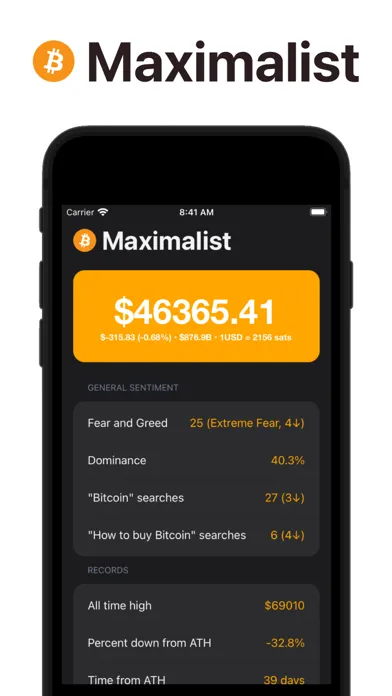 Bitcoin Maximalist App Screenshots