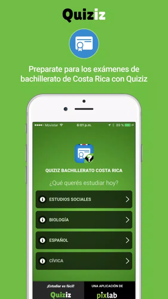 ภาพหน้าจอของ Quiziz Bachillerato Costa Rica