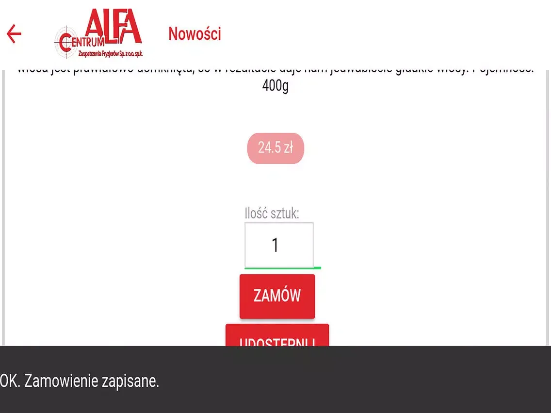Скриншоты Alfa Centrum Zaopatrzenia Fryzjerów iPad 