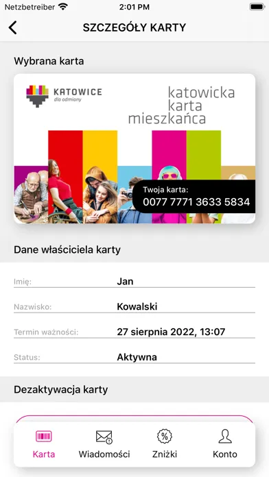 Capturas de tela do Katowicka Karta Mieszkańca