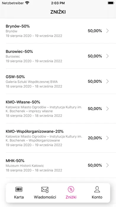 Capturas de tela do Katowicka Karta Mieszkańca