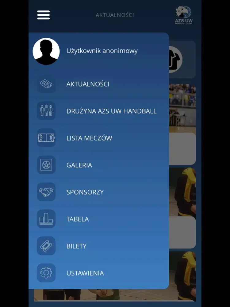 Tangkapan layar AZS UW Handball Team iPad 