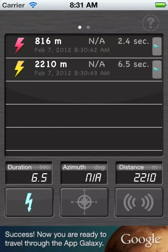 Zrzuty ekranu Lightning Distance Calc Lite