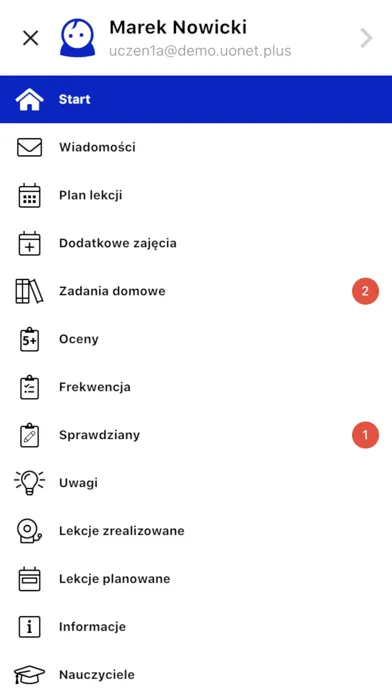 Zrzuty ekranu Dzienniczek VULCAN