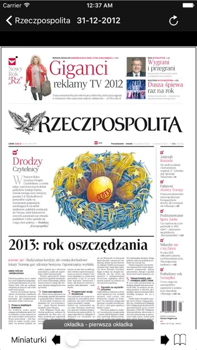 Capturas de tela do eGazety Reader