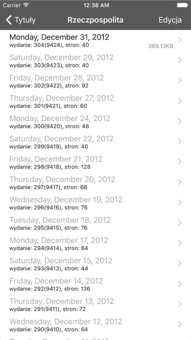 Capturas de tela do eGazety Reader