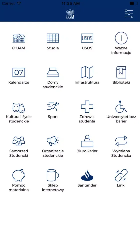 Скриншоты UAM aplikacja studenta