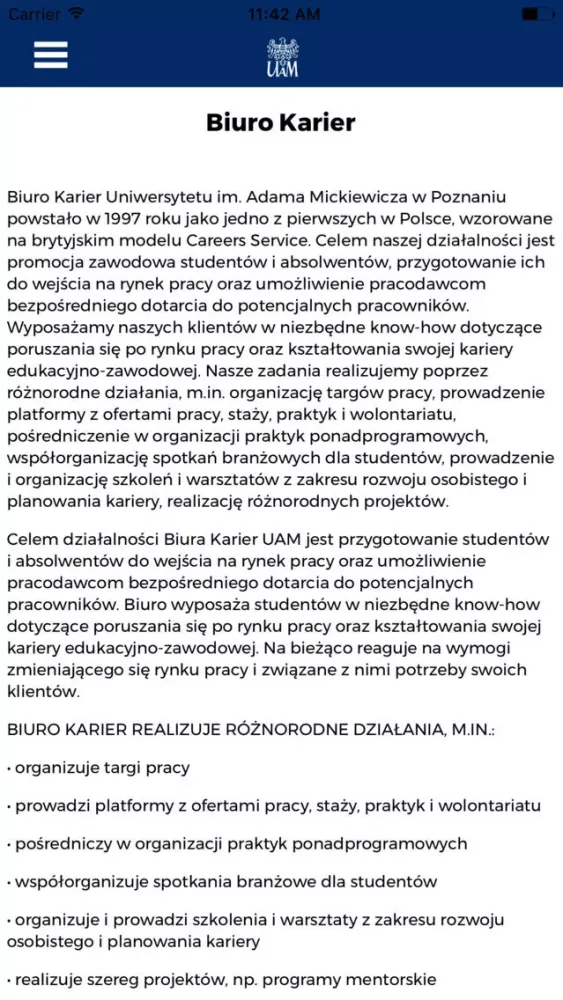 Скриншоты UAM aplikacja studenta