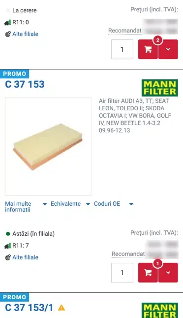 Inter Cars e-Catalog RO Ekran Görüntüleri