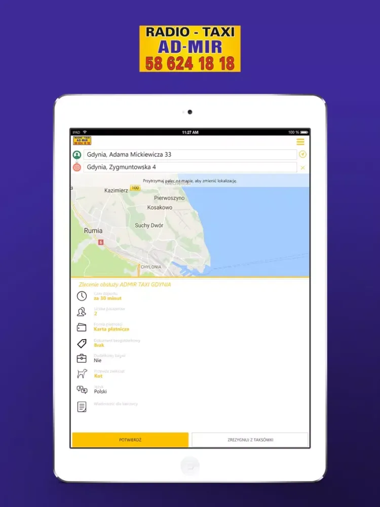 AD-MIR TAXI GDYNIA iPad  スクリーンショット