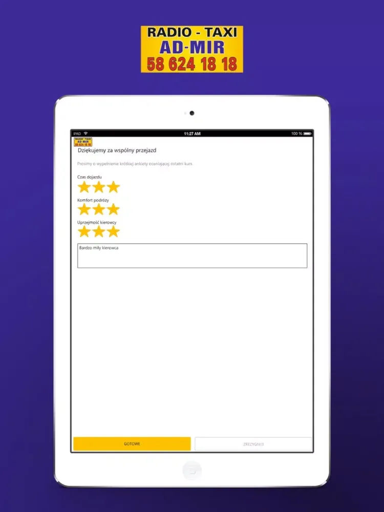 AD-MIR TAXI GDYNIA iPad  スクリーンショット