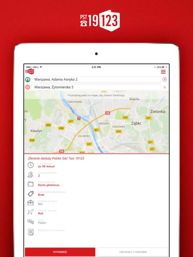 Screenshot di Polska Sieć Taxi 19123 iPad 