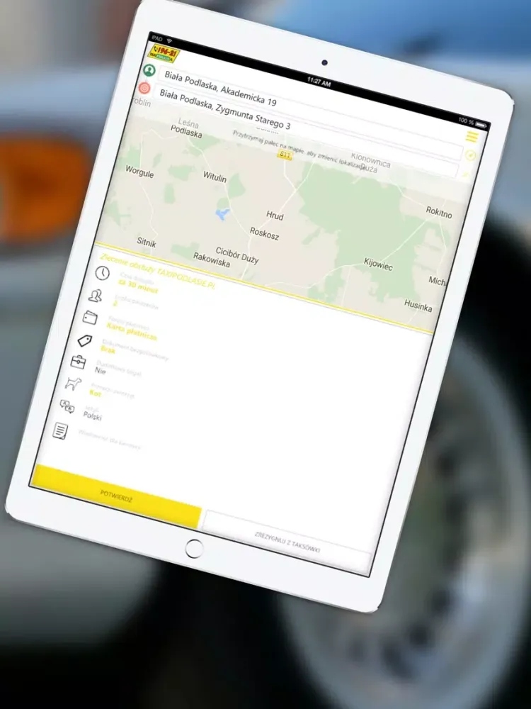 Ảnh chụp màn hình của TAXIPODLASIE.PL - 8319621 iPad 