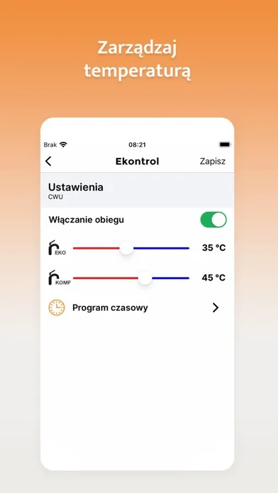 Zrzuty ekranu Ekontrol – nadzór instalacji