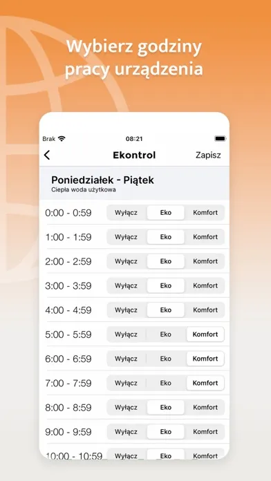 Zrzuty ekranu Ekontrol – nadzór instalacji