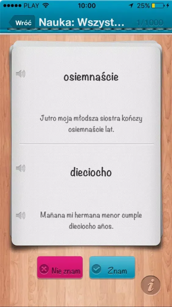 Ảnh chụp màn hình của Hiszpanski 1000 najwazniejszyc