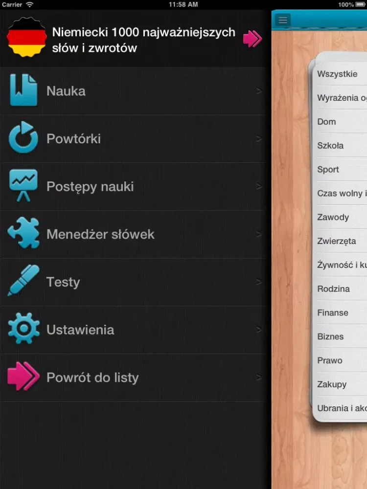 iFiszki Niemiecki 1000 najważniejszych słówek FREE iPad  Screenshots