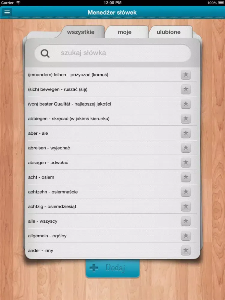 iFiszki Niemiecki 1000 najważniejszych słówek FREE iPad  Screenshots